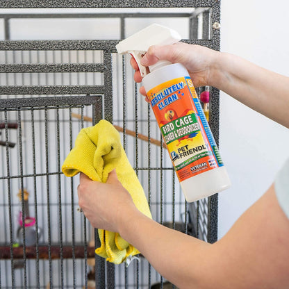 Absolutely Clean Amazing Bird Cage Cleaner and Deodorizer - Just Spray/Wipe - Safely & Easily Removes Bird Messes Quickly and Easily - Made in The US - Fragrance Free - 16oz (Pack of 2)