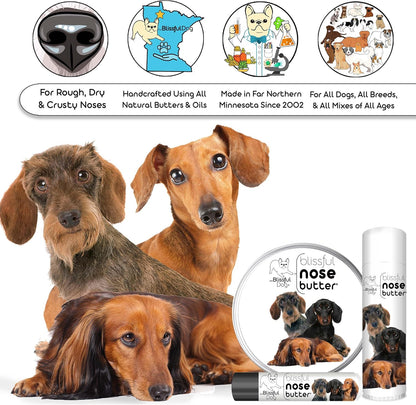The Blissful Dog Daschund Nose Butter for Dry, Cracked Skin, Lick-Safe Dog Nose Balm with Moisturizing Shea Butter, Almond, Olive, and Essential Oils, Pet Supplies, Uncented, 2 oz.