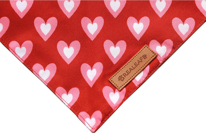 Realeaf Love Dog Bandanas 2 Pack, Triangle Reversible Mothers Day Valentine's Day Pet Scarf for Boy and Girl, Premium Durable Fabric, Holiday Bandana for Medium and Large Dogs (Large)