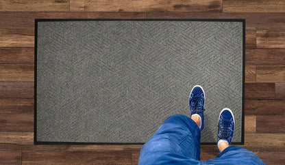 WaterHog Diamond | Commercial-Grade Entrance Mat with Rubber Border – Indoor/Outdoor, Quick Drying, Stain Resistant Door Mat (Grey, 6' x 8')