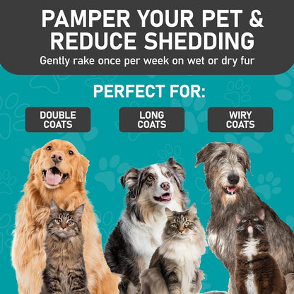 Maxpower Planet Hair Brush - Double Sided Shedding, Dematting Undercoat Rake for Dogs and Cats, Extra Wide Dog Grooming Brush, Reduce Shedding by 95%, Black