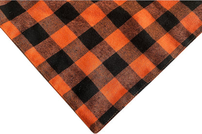 Realeaf Fall Halloween Dog Bandanas 2 Pack, Orange Plaid Pet Scarf for Boy and Girl, Premium Durable Fabric, Holiday Thanksgiving Bandana for Medium and Large Dogs (Large)