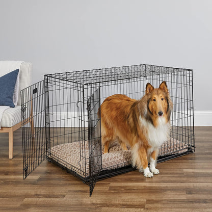 MidWest Homes for Pets 48-Inch Two-Door iCrate Folding Dog Crate with Divider Panel, Leak-Proof Tray & Secure Latches – Metal Wire Kennel for XL Breeds – Portable, Durable & Easy to Assemble