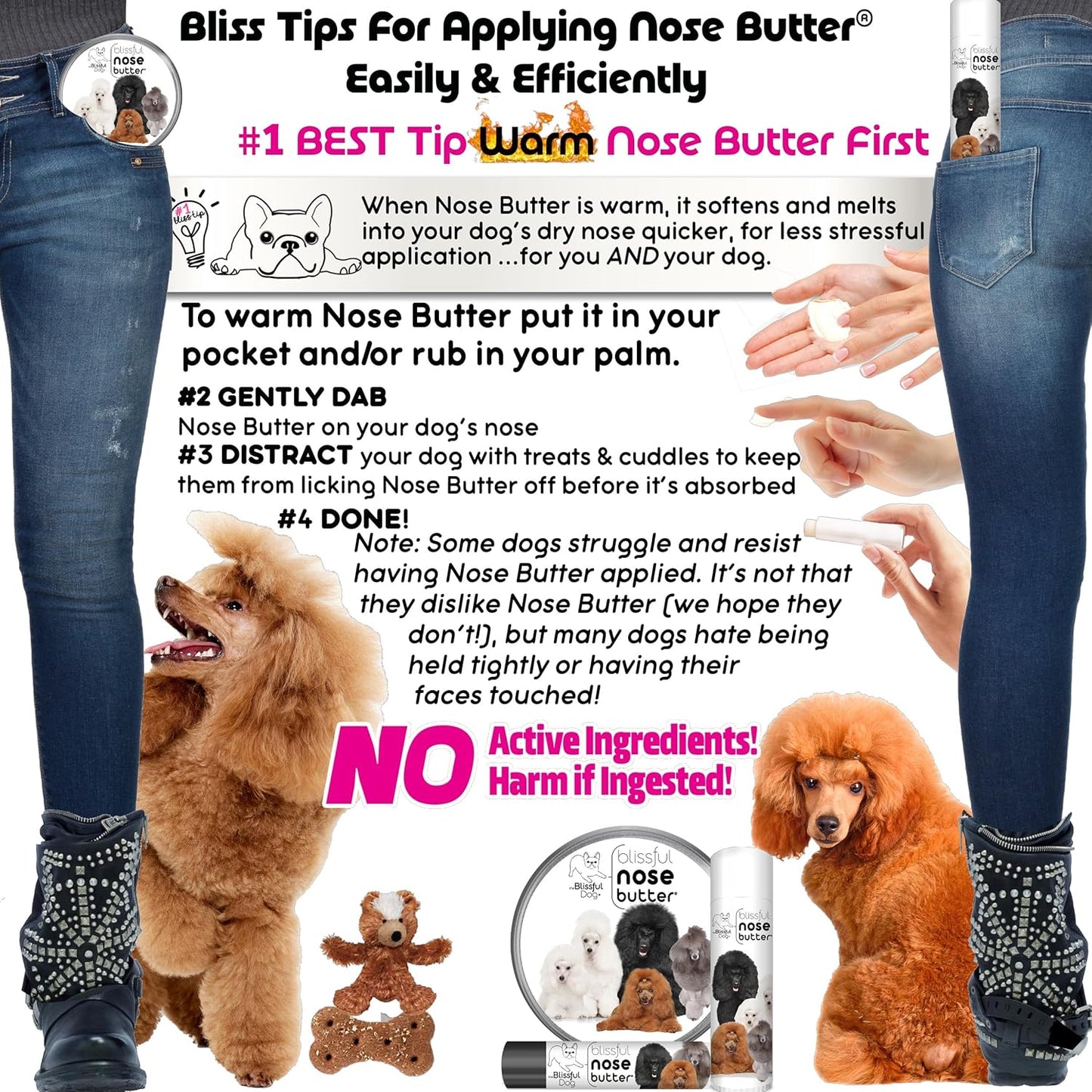 The Blissful Dog Poodle Unscented Nose Butter - Dog Nose Butter, 8 Ounce