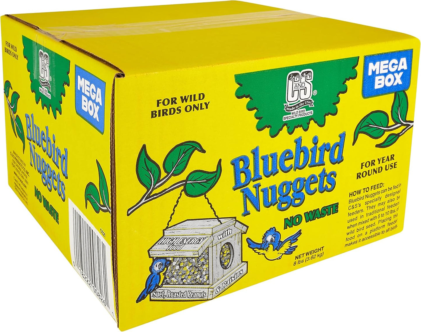 C&S Wild Bird Bluebird Suet Nuggets Mega Box, 8 Pounds