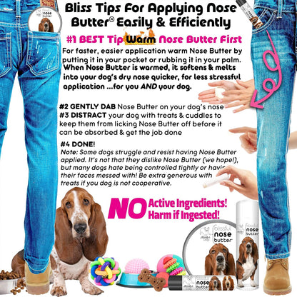 The Blissful Dog Basset Hound Nose Butter for Dry, Cracked Skin, Lick-Safe Dog Nose Balm with Moisturizing Shea Butter, Almond, Olive, and Essential Oils, Pet Supplies, Uncented, 2 oz.