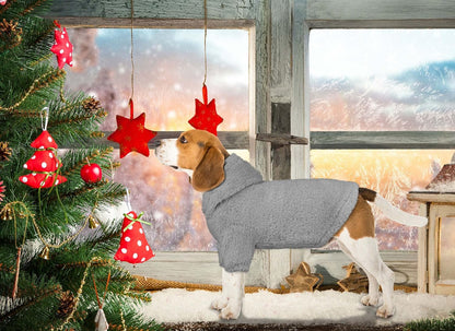 Fuzzy Dog Sweaters for Medium Dogs Dog Hoodie Sweater Clothes Warm Soft Cozy Pet Coats Hooded Sweatshirt Medium Pet Hoodie(Grey-M)