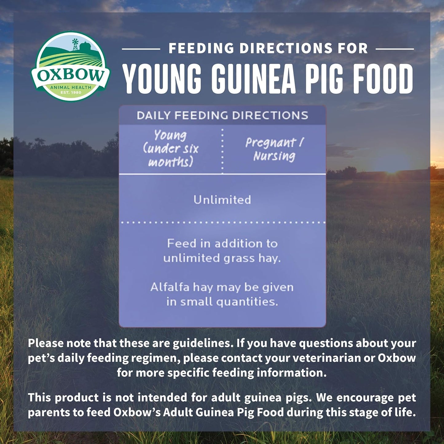 Oxbow Garden Select Guinea Pig Food, Young, Made Alfalfa for Guinea Pig, Pet Food Pellets with Vitamin C, Non-GMO, No Soy, Small Animal Pet Products, Made in USA, High Fiber, 4 lb. Bag