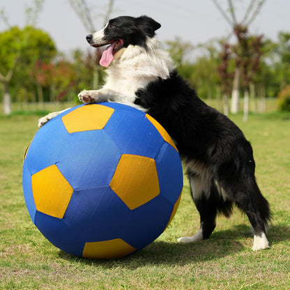 Herding Ball for Dogs Horse Ball & Cover 25" for Horses Large with Hand Pump for Play, Blue and Yellow