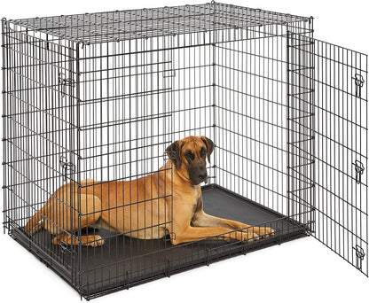 MidWest Homes for Pets Solutions Series XXL Double Door 54-Inch Dog Crate for the Largest Breeds, Sturdy Drop Pin Assembly, Black E-Coated, SL54DD