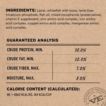 Vital Essentials Freeze-Dried Raw Lamb & Whitefish Meal or Mixer Dog Food Soft Nibs | 99% Lamb, Whitefish, Organs & Bone| 14 oz