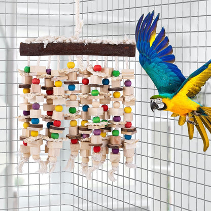 Deloky Large Bird Parrot Chewing Toy -Natural Wooden Blocks Bird Parrot Tearing Toys Suggested for Large Macaws cokatoos,African Grey and a Variety of Amazon Parrots (Natural)