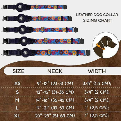 AirTag Dog Collar with Metal Buckle - Printed Nylon Soft Leather Dog Collar with Apple AirTag Holder - Secure Tracking GPS Pet Collars for Girl Boy Small Large Dogs (XL, 20"-25" Neck Fit, Donuts)