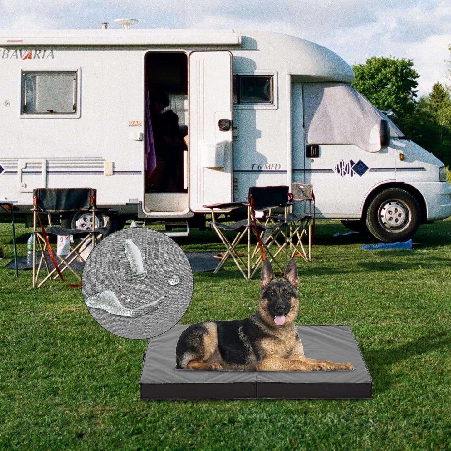Outdoor Beds for Large Dogs, Waterproof with Washable Cover, Foldable Cooling & Orthopedic: 35in All Weather