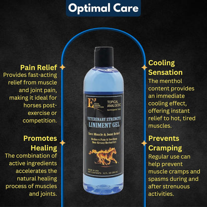 E3 Veterinary Strength Liniment Gel for Sore Muscle & Joint Relief - Reduces Pain & Swelling - Horse Liniment for Humans & Pets - Arthritis Aid - Non-Greasy Herbal Formula- Topical Analgesic