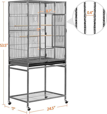 Yaheetech 54-inch Wrought Iron Standing Large Parrot Parakeet Flight Bird Cage for Small Parrot Sun Parakeet Green Cheek Conure Lovebird Budgie Finch Canary Bird Cage with Stand