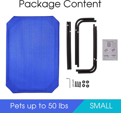 PHYEX Raised Pet Cot for Small Pets, Elevated Dog Bed with Breathable Mesh, Sturdy Steel Frame for Indoor & Outdoor Use, Non-Slip Design, Easy Clean, 33-Inch Blue