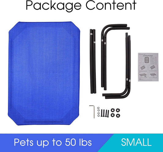 PHYEX Raised Pet Cot for Small Pets, Elevated Dog Bed with Breathable Mesh, Sturdy Steel Frame for Indoor & Outdoor Use, Non-Slip Design, Easy Clean, 33-Inch Blue