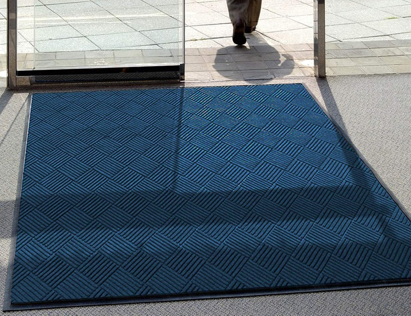 WaterHog Diamond | Commercial-Grade Entrance Mat with Rubber Border – Indoor/Outdoor, Quick Drying, Stain Resistant Door Mat (Navy, 3' x 10')