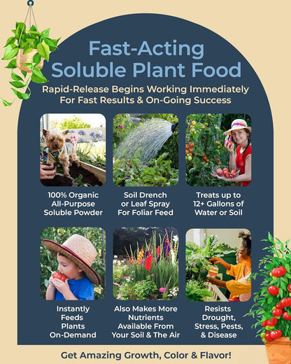 Organic Plant Magic - Truly Organic™ Easy to Use Soluble Plant Food Shaker: All-Purpose Fertilizer Concentrate for All Flower Vegetable Herb Fruit Tree Indoor Garden & House Plants [Two 3 oz Shaker]