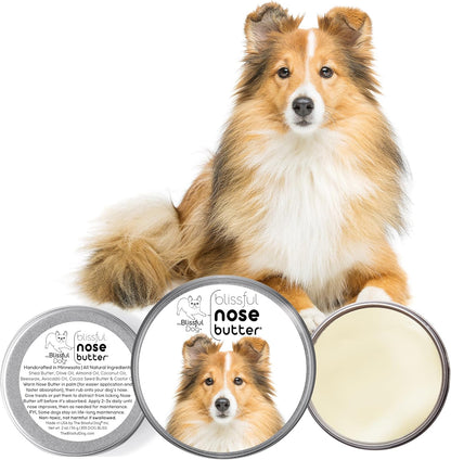 The Blissful Dog Shetland Sheepdog Nose Butter for Dry, Cracked Skin, Lick-Safe Dog Nose Balm with Moisturizing Shea Butter, Almond, Olive, and Essential Oils, Pet Supplies, Uncented, 1 oz.
