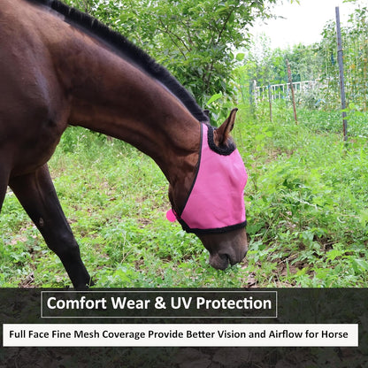 Horse Fly Mask, with UV Protection Horse Fly Mask, Full Face Fine Mesh Coverage Provide Better Vision and Airflow for Horse