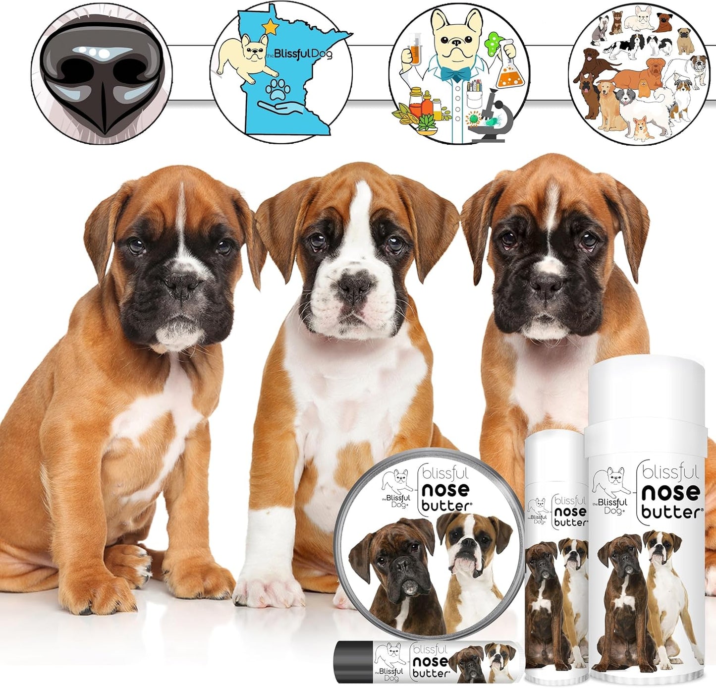 The Blissful Dog Boxer Duo Unscented Nose Butter, 4-Ounce