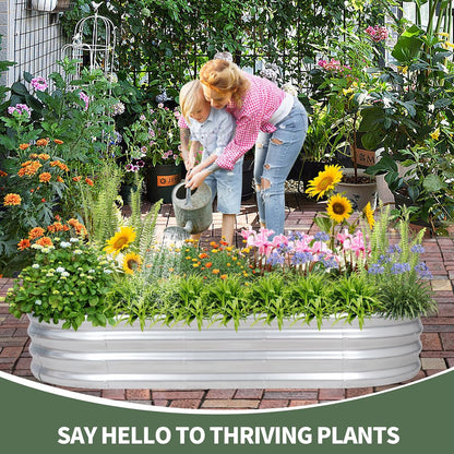 1MORE Galvanized Raised Garden Bed- Planter Garden Boxes Outdoor, Raised Beds for Gardening, 6x3x1ft Metal Garden Bed Kit for Vegetables Flower, Planter Raised Bed with Protective Tape & Tools.Silver
