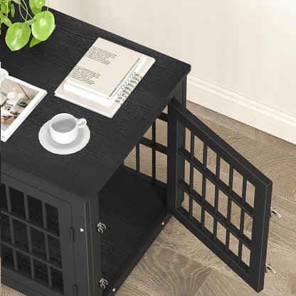 26 Inch Heavy Duty Dog Crate Furniture for Small Dogs, Decorative Pet House End Table, Wooden Cage Kennel Furniture Indoor, Black