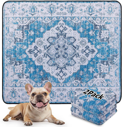 LOOBANI Washable Pee Pads for Dogs, 2 Pack Super Absorbent Reusable Puppy Pads Leakproof Dog Traning Pads, Waterproof Non-Slip Whelping Pad for Floor, Playpen, Crate, Couch-36 x41 (Blue)