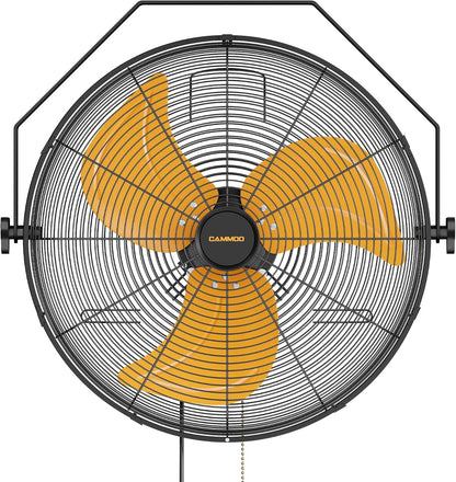 18 Inch Wall Mount Fan, Extended 6.6ft Power Cord, 360° Tilt Adjustment, 3-Speed, IP44 Industrial Commercial Wall Mounted Fan for Greenhouse, Garage, Workshop, Covered Patio, 1 Pack