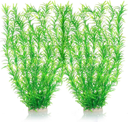 JIHAQUA Aquarium Decor Plastic Plants Extra Large 21 Inches Artificial Fish Tank Plants Tall Fish Tank Decorations (Green 2pcs)