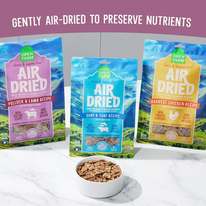 Open Farm, Air Dried Dog Food Infused with Bone Broth, Grain & Legume Free, Complete Meal or Food Topper, Pollock & Lamb Recipe, 2lb Bag