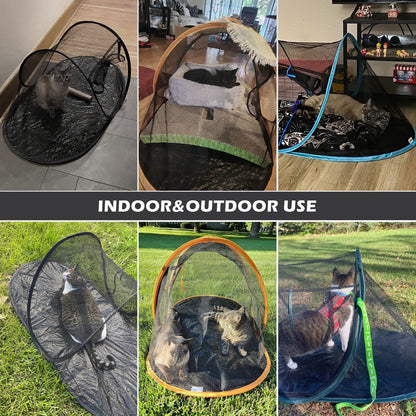Cat Tent Outdoor, Pet Enclosure Tent Suitable for Cats and Small Animals, Indoor Playpen Portable Exercise Tent with Carry Bag（Black）