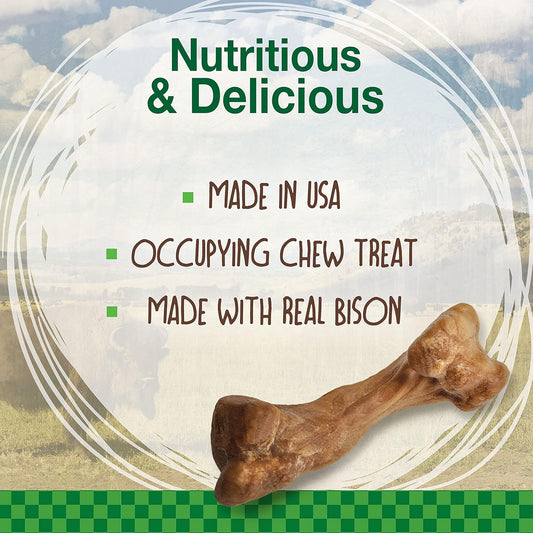 Nylabone Healthy Edibles WILD Natural Long-Lasting Bison Flavor Bone Chew Treats for Dogs, Medium (2 Count)