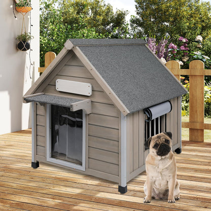 Outdoor Dog House Waterproof for Medium Small Dogs with Anti-Chewing Iron Frame, Adjustable Vent Window, Indoor & Outdoor Doghouse Kennel Puppy Shelter, Easy Clean and Assemble (26" L*31.9" W*32" H) - Pawvie
