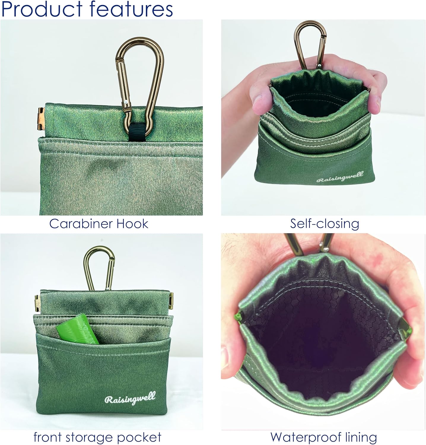 Dog Treat Pouch, Pocket Sized Pet Training Pouch, Hand Free Bronze Dog Walking Bag with Carabiner, Self-Closing Pet Feed Snack Reward, for Puppy Travel or Outdoor Use, NanoPTC