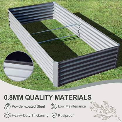 Domi Raised Garden Beds Outdoor, 8x4x1.5Ft Thickening Tall Metal Rectangular Deep Root Box Planter for Vegetables, Flowers, Herbs, and Succulents 1.5" Deep w/ 342 Gallon Capacity - Silvery