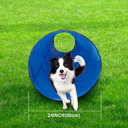 Dog Agility Tunnel, Dog Agility Equipment, Dog Agility Training with Carry Bag (Blue)