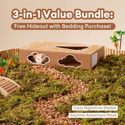 BUCATSTATE 5L Hamster Bedding, Natural Forest Moss Hamster Bedding Odor Control, Nature Hamsters Substrate Cage Accessories for Dwarf Syrian Hamsters, Mice, Gerbils (Dried Moss)