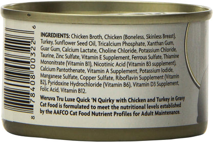 Weruva Truluxe Cat Food, Quick 'N Quirky with Chicken & Turkey in Gravy, 3Oz Can (Pack of 24)