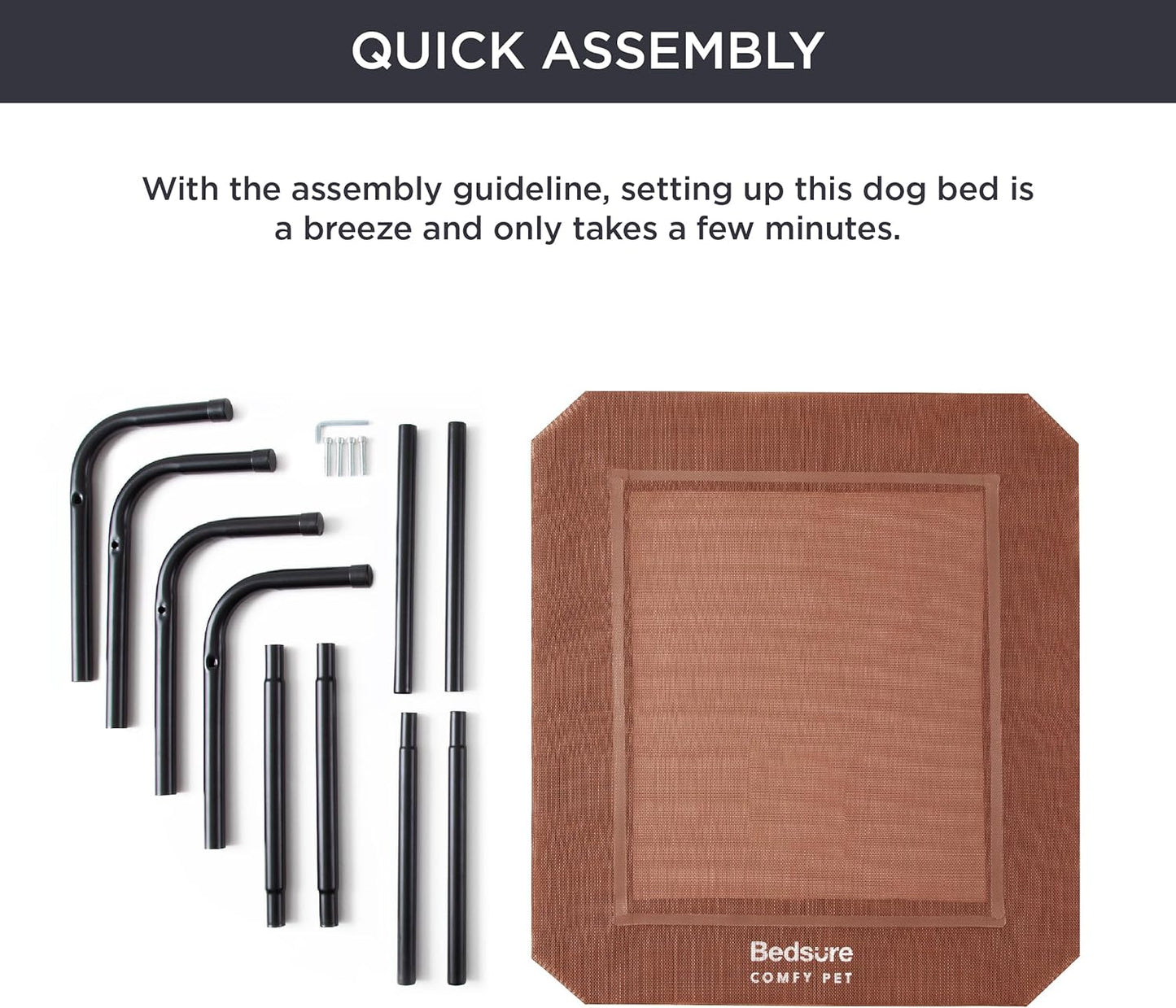 Bedsure Outdoor Elevated Dog Bed Medium Size Dog, Portable Indoor & Outdoor Cooling Raised Cot Pet Hammock Bed with Skid-Resistant Feet, Frame with Breathable Mesh, Terracotta, 43 inches