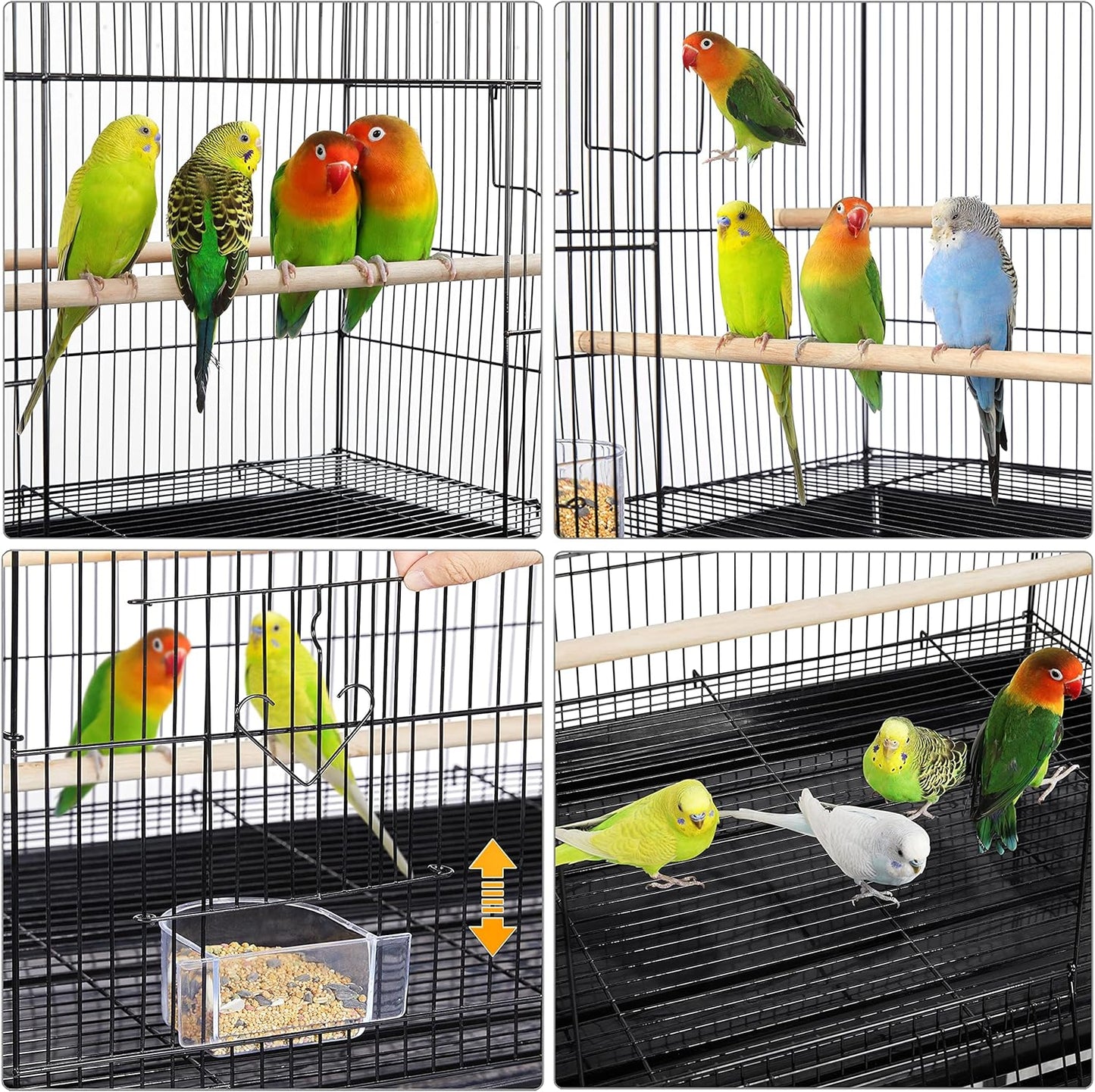 Yaheetech 47-inch Rolling Breeding Flight Bird Cages for Parakeets Budgies Finches Cockatiels Conures Lovebirds Canaries Parrots w/Detachable Stand, Black