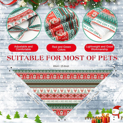 Weewooday 50 Pcs Christmas Bandanas for Dogs Xmas Bandanas Bulk with Ugly Sweater Patterns Soft Bibs Adjustable Triangle Doggie Scarf for Small Medium Large Pet (25.6 x 17.7 x 17.7 Inch)