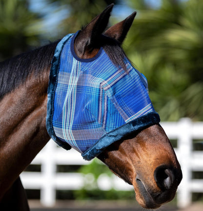 Kensington UV Fly Mask with Fleece Trim - Protective Mask with Dual Ear Opening & Forelock Freedom Size: Small Color: 181-Kentucky Blue