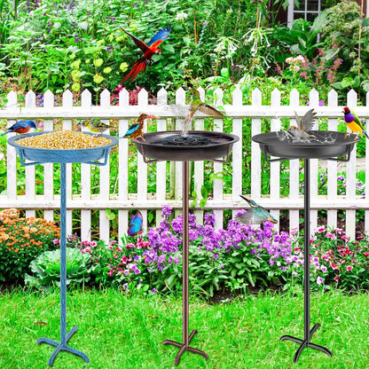 Metal Bird Bath for Outside Garden Birdbath Bowl, 36.2" Height Freestanding Bird Feeders for Outdoors with 4 Prongs Base Stake, Standing Birdfeeders for Yard Lawn Decor (Retro Copper)