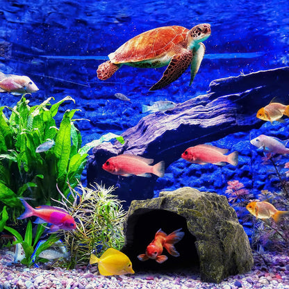 Reptile Rock Hide Cave - World 9.99 Mall Reptile Rock Hide Habitat Decoration|Natural,Non-Toxic, Made of Resin | Hideout for Small Lizards, Turtles, Reptiles, Amphibians,Fish