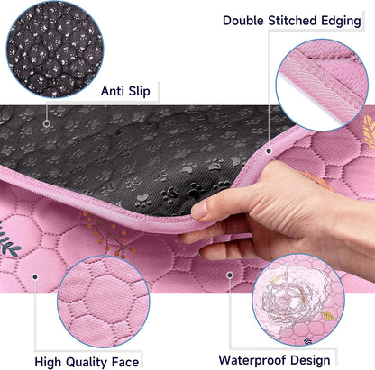 Sunheir 2-Pack Extra Large Reusable Dog Mat for Floor, Dog Playpen, Non-Slip Waterproof Dog Pee Pad, Super Absorbent Washable Pee Pads for Dogs, Pet Whelping Pads, Potty Training - Pink, 36" x 41"