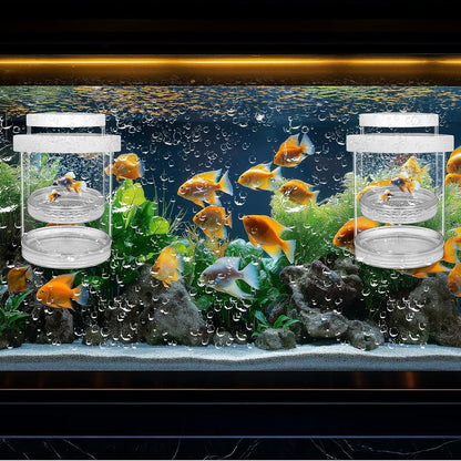 2 Pcs Breeder Box for Fish Tank Aquarium Breeder Separation Net Breeding Box with Suction Cup for Small Fish Shrimp Clownfish Guppy (White,L)