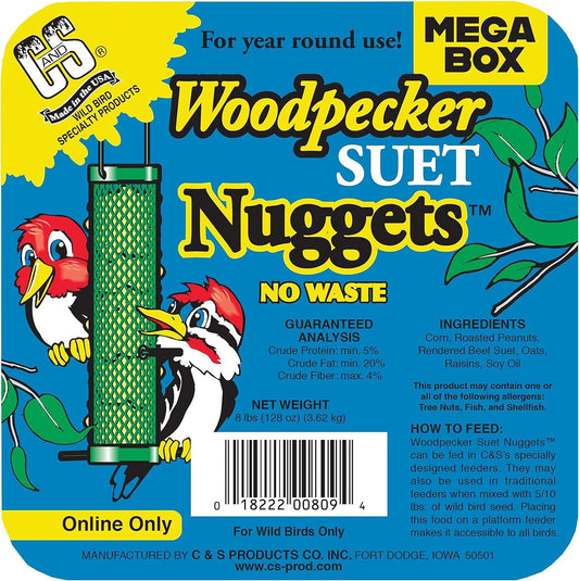 C&S Wild Bird Woodpecker Suet Nuggets Mega Box, 8 Pounds (Pack of 2)
